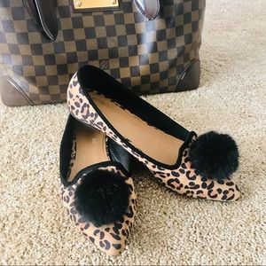 Leopard Flats Black Pom Pom